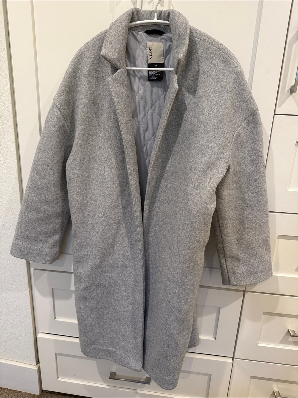 Vuori Light Gray Wool-Blend Long Coat